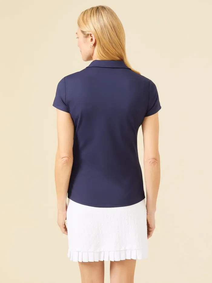 JMcLaughlin Court Cap Sleeve Polo Winter Navy Women Shirts and Tops JMcLaughlin Court Cap Sleeve Polo Winter Navy Women Shirts and Tops