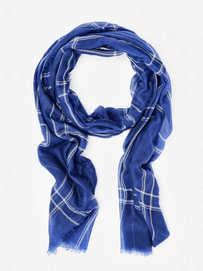 JMcLaughlin Del Mar Scarf In Window Pane Off Whitedenim Women Scarves