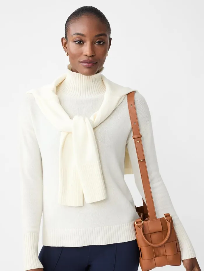 JMcLaughlin Dina Cashmere Turtleneck Ivory Women Sweaters