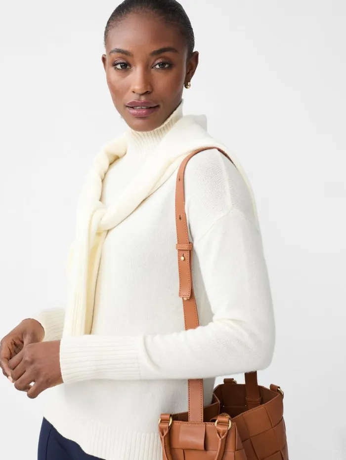 JMcLaughlin Dina Cashmere Turtleneck Ivory Women Sweaters JMcLaughlin Dina Cashmere Turtleneck Ivory Women Sweaters
