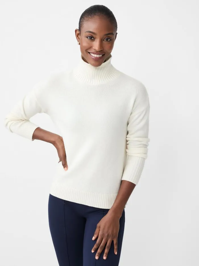 JMcLaughlin Dina Cashmere Turtleneck Ivory Women Sweaters JMcLaughlin Dina Cashmere Turtleneck Ivory Women Sweaters
