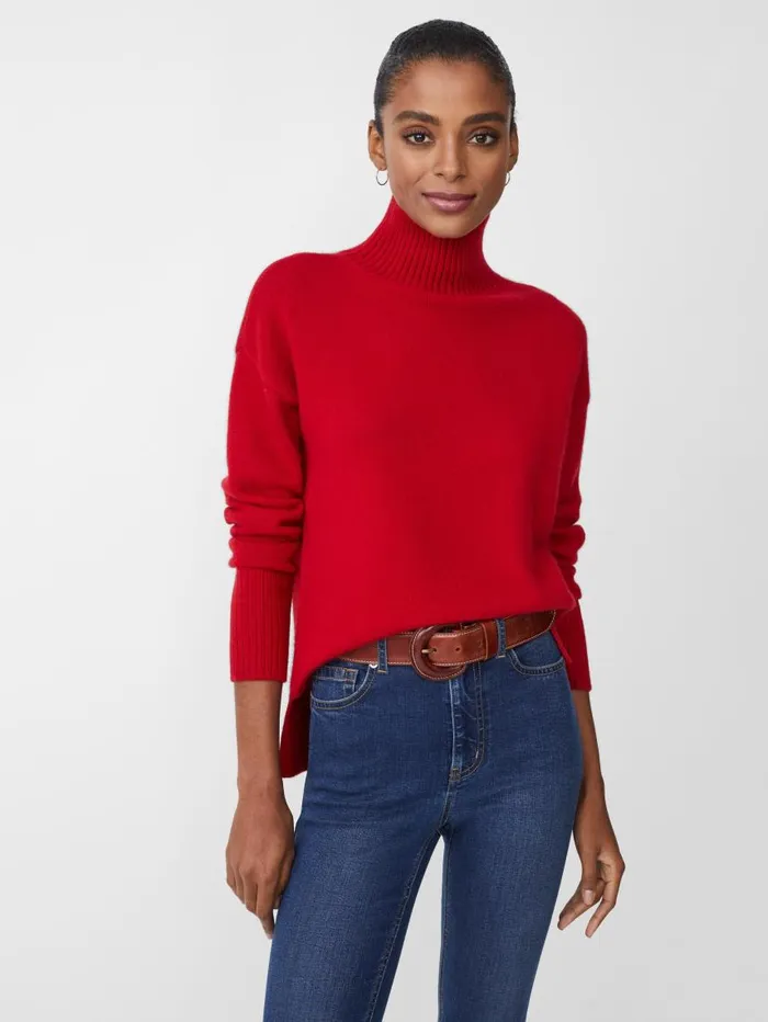JMcLaughlin Dina Cashmere Turtleneck Rouge Women Sweaters