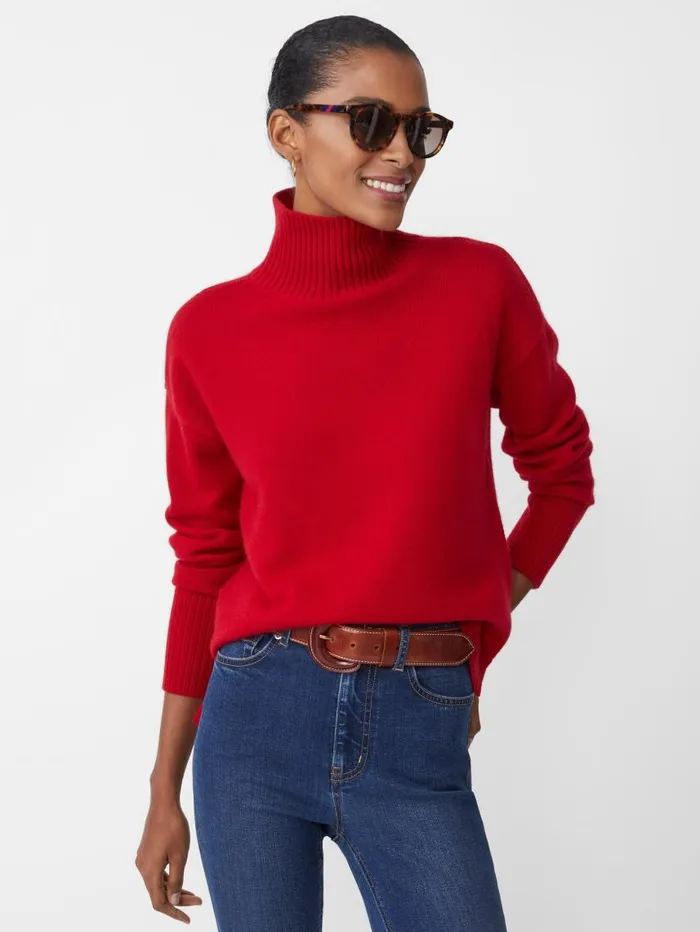JMcLaughlin Dina Cashmere Turtleneck Rouge Women Sweaters JMcLaughlin Dina Cashmere Turtleneck Rouge Women Sweaters
