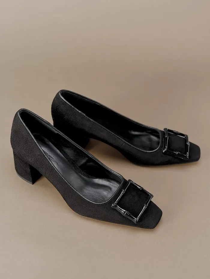 JMcLaughlin Feodora Suede Heels Black Women Heels