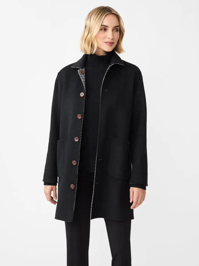 JMcLaughlin Frade Reversible Wool Coat In Houndstooth Blackcharcoalgray Women Jackets and Outerwear JMcLaughlin Frade Reversible Wool Coat In Houndstooth Blackcharcoalgray Women Jackets and Outerwear