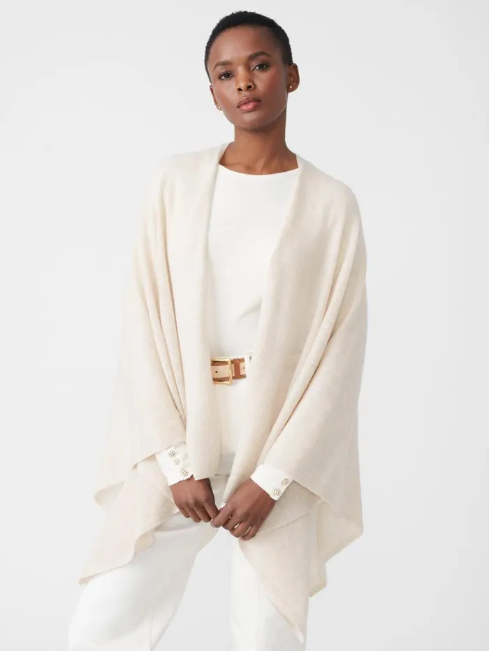 JMcLaughlin Julia Cashmere Wrap Oatmeal Women Jackets and Outerwear