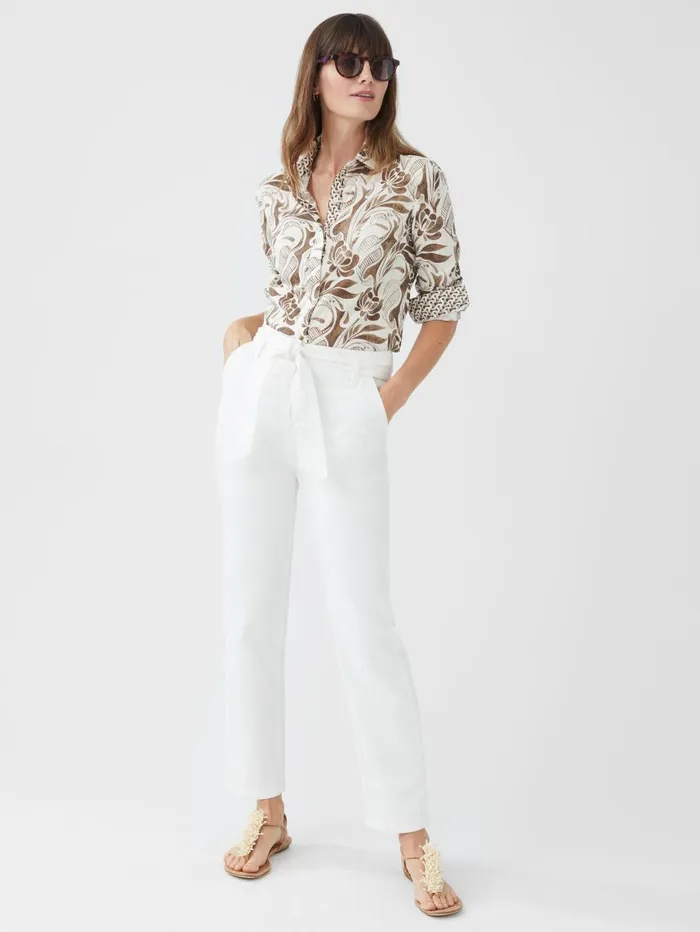 JMcLaughlin Lois Shirt In Dahlia Deco Dream Creambrown Women Shirts and Tops JMcLaughlin Lois Shirt In Dahlia Deco Dream Creambrown Women Shirts and Tops
