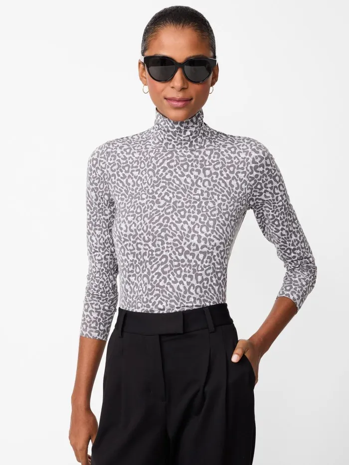 JMcLaughlin Nadia Turtleneck In Petit Leopard Graylight Gray Women Shirts and Tops JMcLaughlin Nadia Turtleneck In Petit Leopard Graylight Gray Women Shirts and Tops