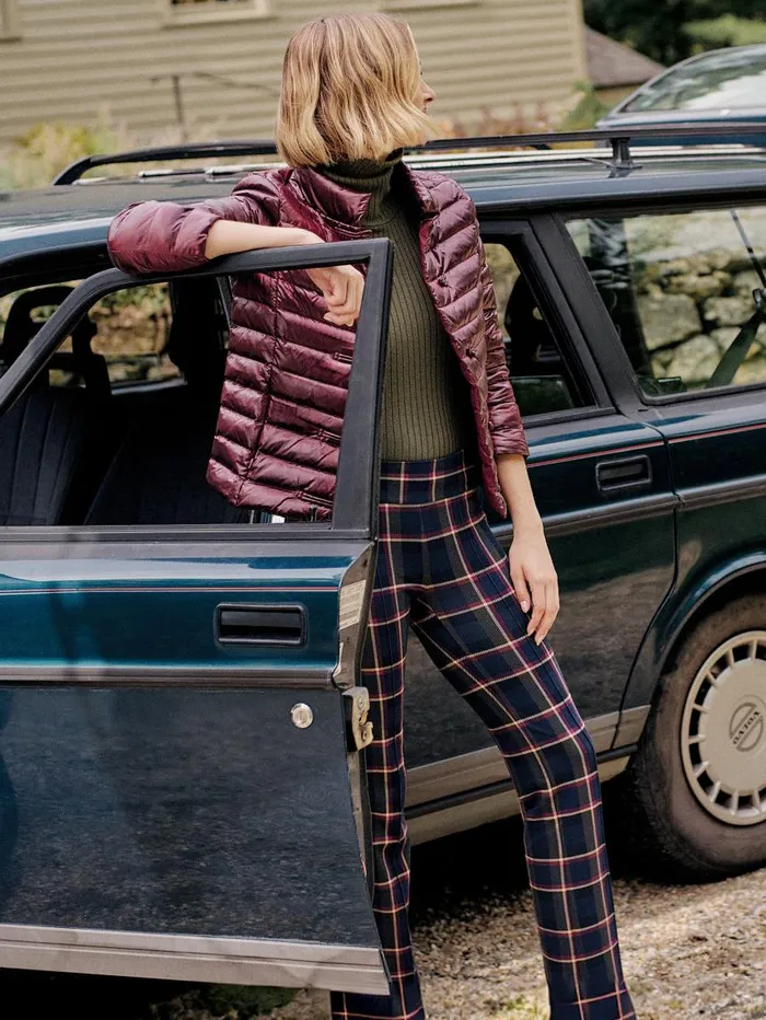 JMcLaughlin Rylie Pants In Stadium Plaid Navyolive Women Pants JMcLaughlin Rylie Pants In Stadium Plaid Navyolive Women Pants
