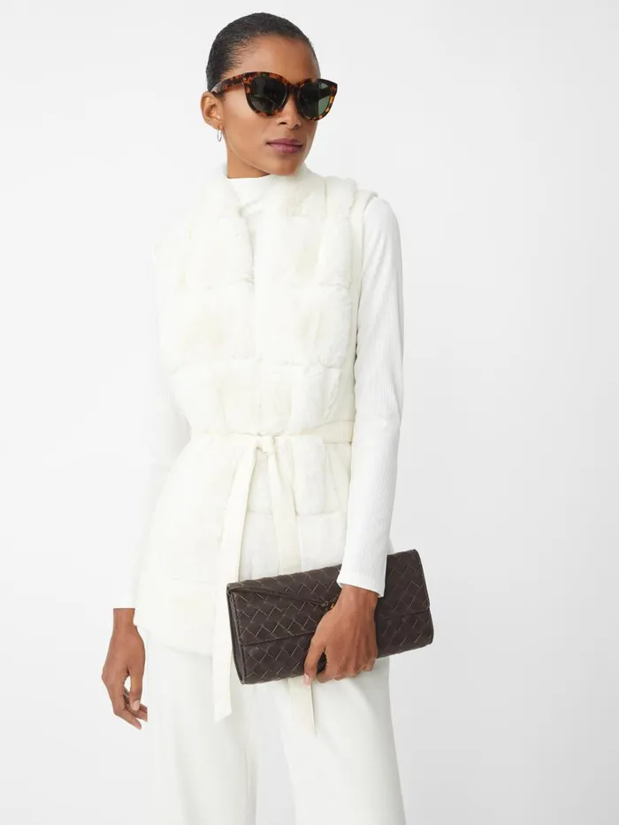 JMcLaughlin Sersha Faux Fur Vest Off White Women Jackets and Outerwear JMcLaughlin Sersha Faux Fur Vest Off White Women Jackets and Outerwear