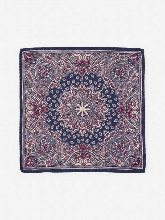 JMcLaughlin Silk Pocket Square In Foulard Navymulti Men Pocket Squares JMcLaughlin Silk Pocket Square In Foulard Navymulti Men Pocket Squares