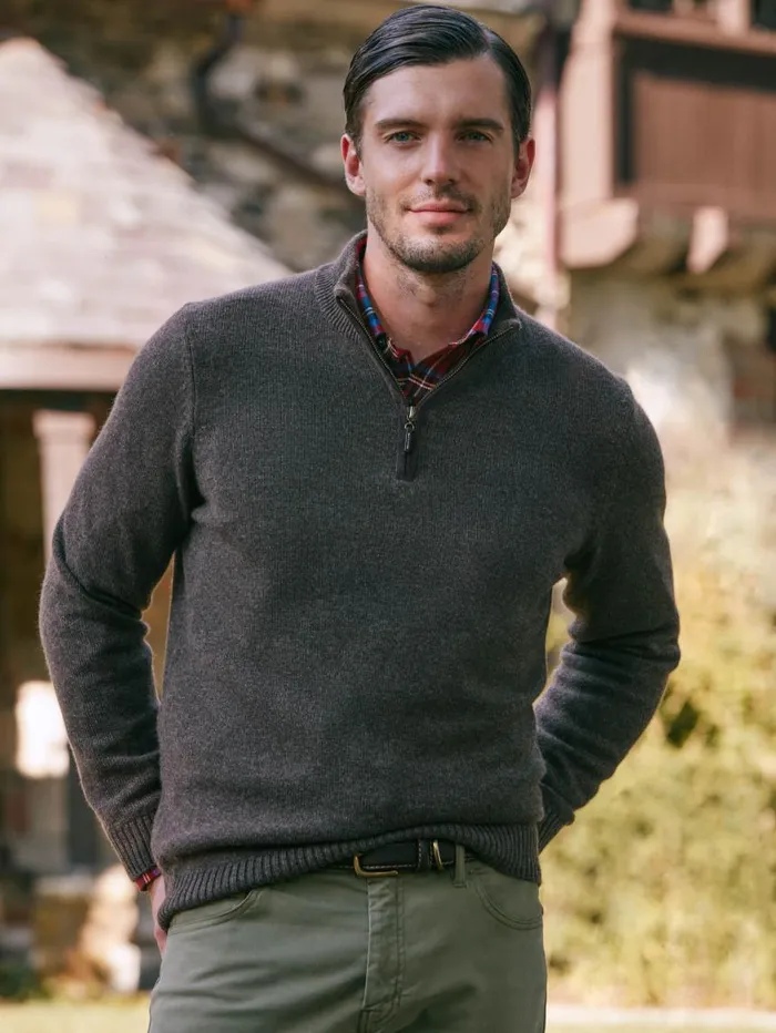JMcLaughlin Tate Cashmere Sweater Dapple Gray Men Sweaters
