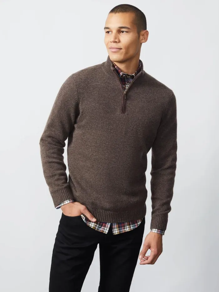 JMcLaughlin Tate Cashmere Sweater Dapple Gray Men Sweaters JMcLaughlin Tate Cashmere Sweater Dapple Gray Men Sweaters