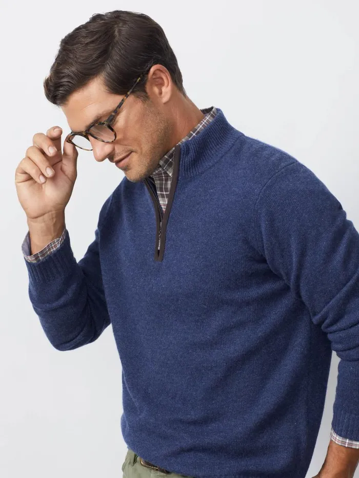 JMcLaughlin Tate Cashmere Sweater Dark Denim Men Sweaters