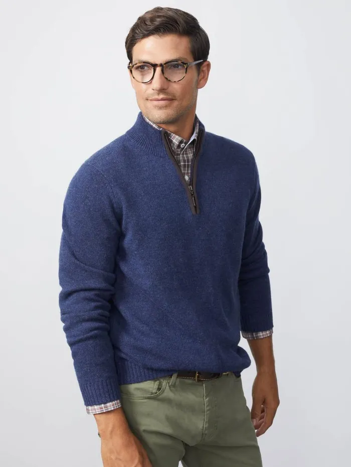 JMcLaughlin Tate Cashmere Sweater Dark Denim Men Sweaters JMcLaughlin Tate Cashmere Sweater Dark Denim Men Sweaters
