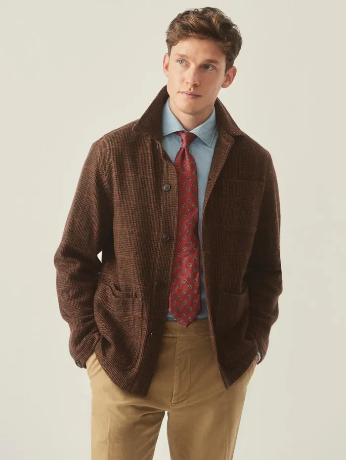 JMcLaughlin Weekender Jacket In Houndstooth Browntanred Men Jackets and Outerwear JMcLaughlin Weekender Jacket In Houndstooth Browntanred Men Jackets and Outerwear