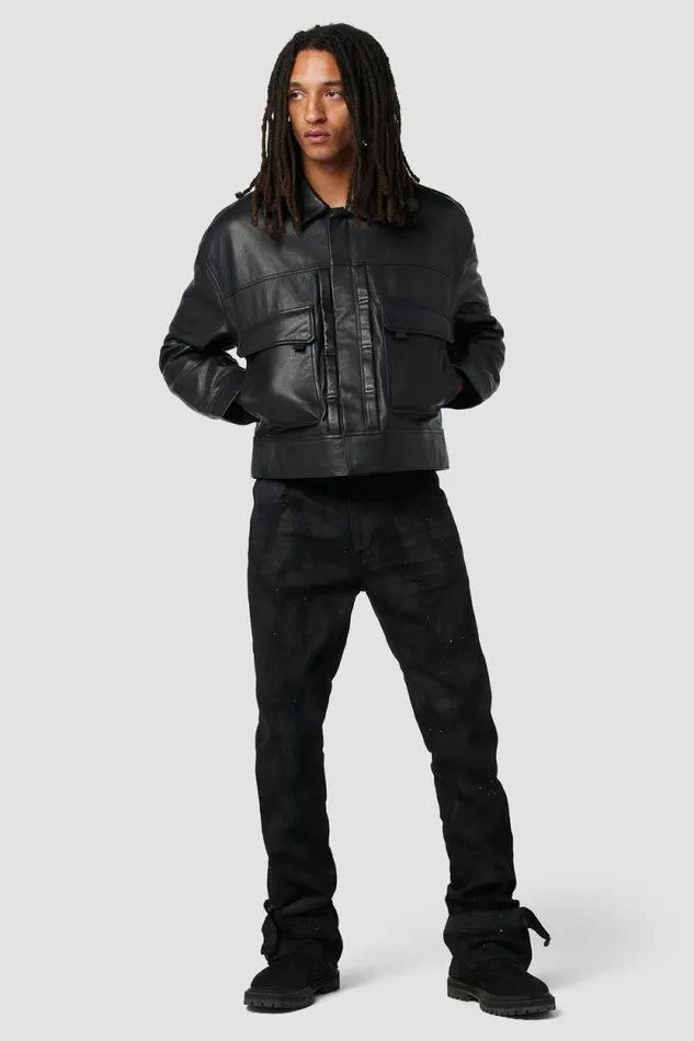 Jackets and Outerwear Men Hudson Jeans Leather Trucker Jacket Panther Jackets and Outerwear Men Hudson Jeans Leather Trucker Jacket Panther