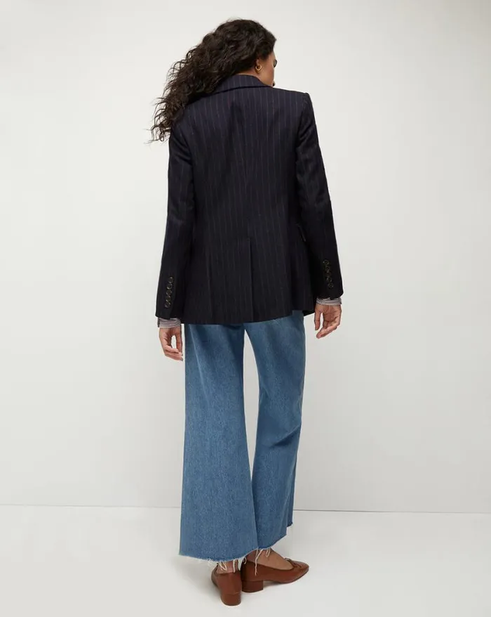 Jackets and Outerwear ShopJackets Veronica Beard Ellette Pinstriped Dickey Jacket Logo Crest Navy Multi