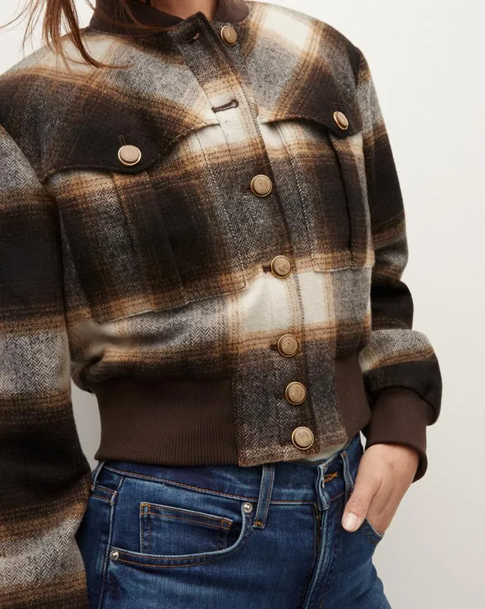 Jackets and Outerwear ShopJackets Veronica Beard Stanley Plaid Bomber Jacket Multi