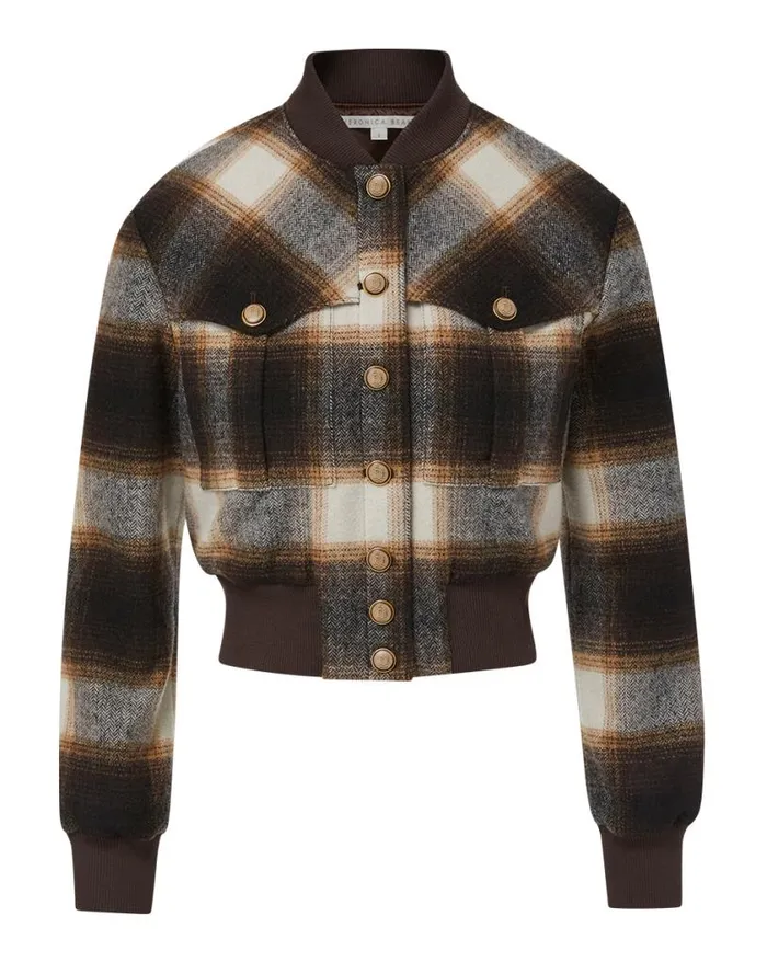 Jackets and Outerwear ShopJackets Veronica Beard Stanley Plaid Bomber Jacket Multi