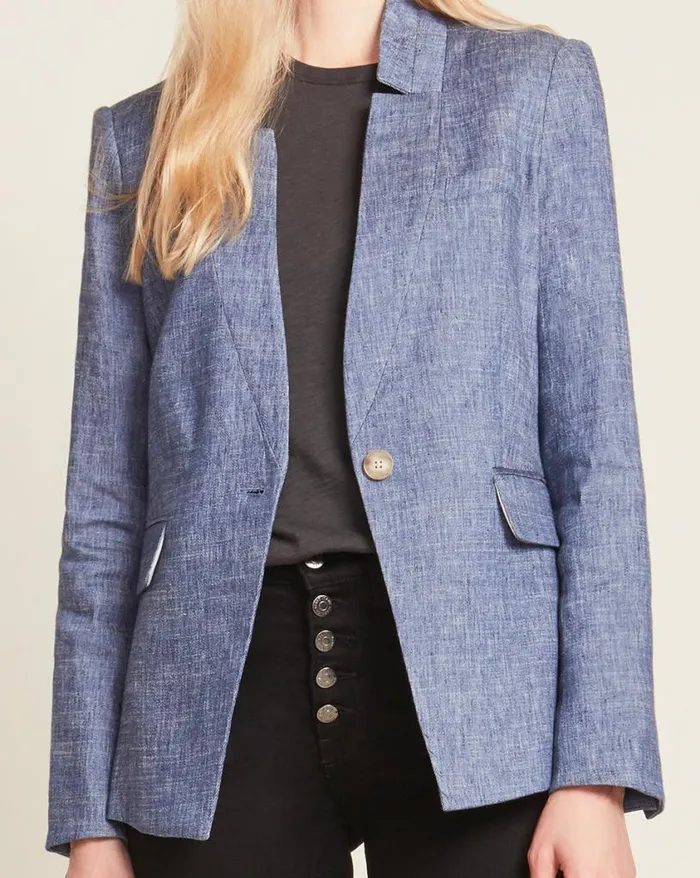 Jackets and Outerwear ShopJackets Veronica Beard Upcollar Dickey Jacket Blue