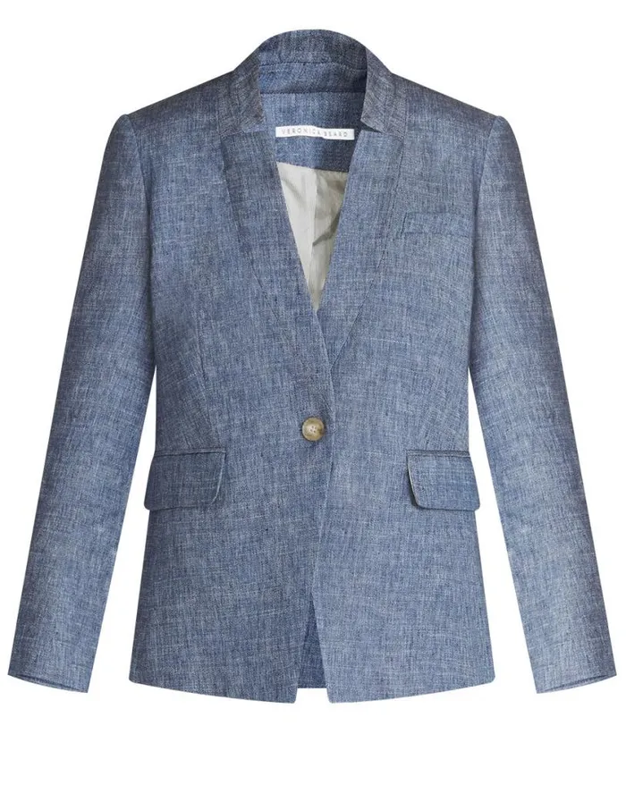 Jackets and Outerwear ShopJackets Veronica Beard Upcollar Dickey Jacket Blue