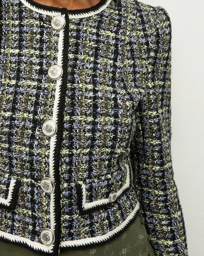 Jackets and Outerwear Shop Veronica Beard Ceres Tweed Jacket Navychartreuse