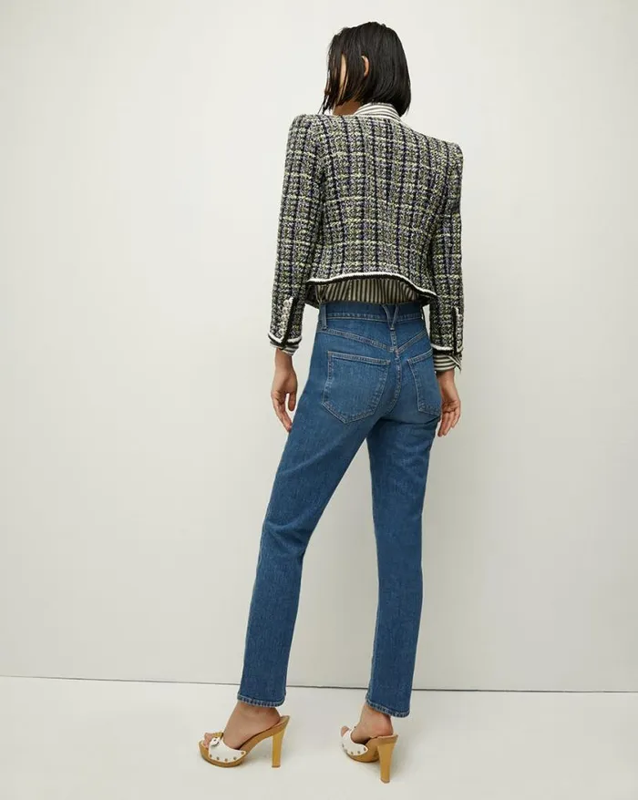 Jackets and Outerwear Shop Veronica Beard Ceres Tweed Jacket Navychartreuse