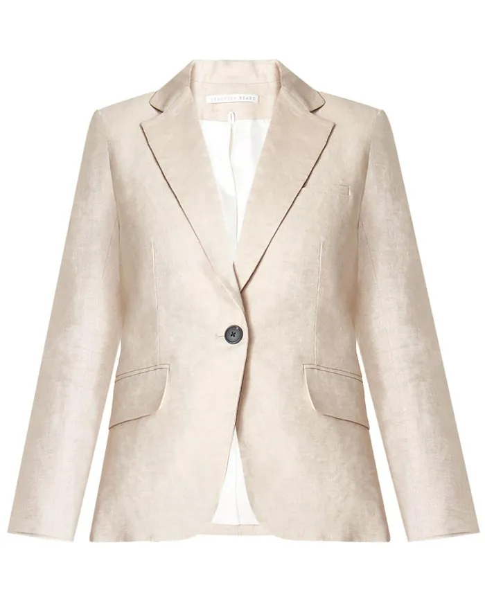 Jackets and Outerwear Shop Veronica Beard Schoolboy Linen Dickey Jacket White