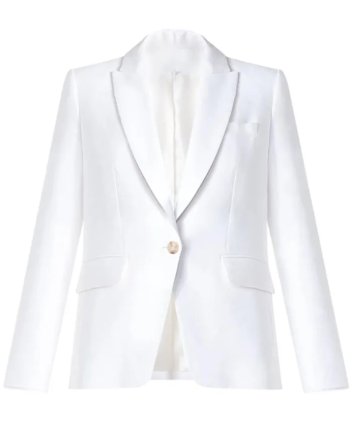 Jackets and Outerwear Shop Veronica Beard Schoolboy Linen Dickey Jacket White