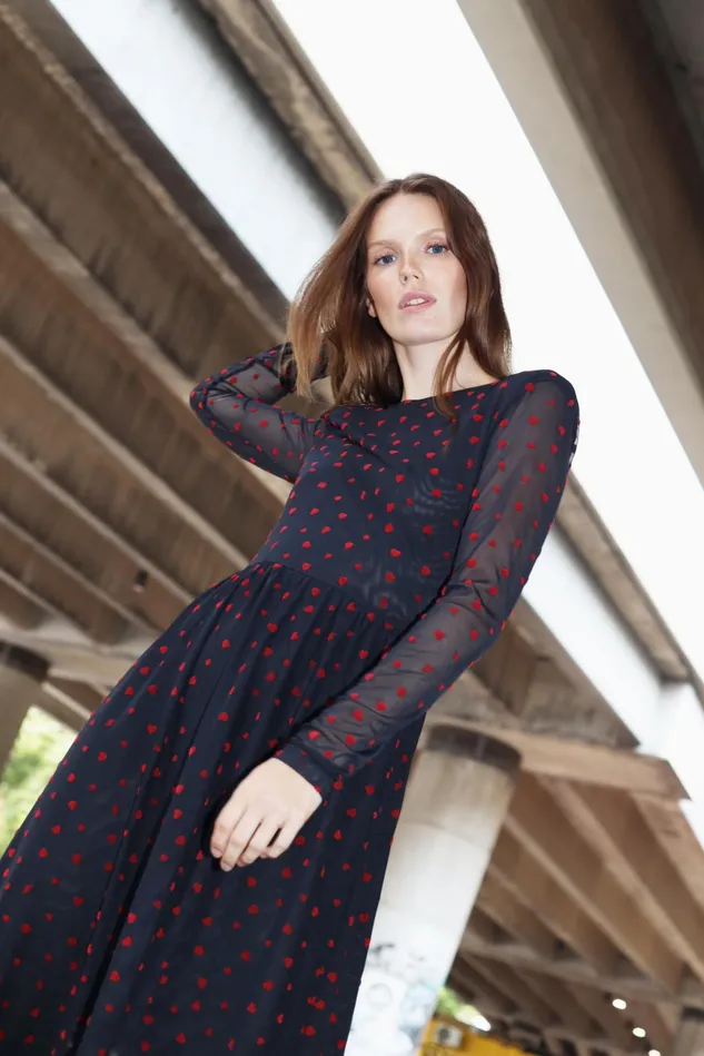 Jenna Dress 8211 Red Flock Heart Women Cras Dresses