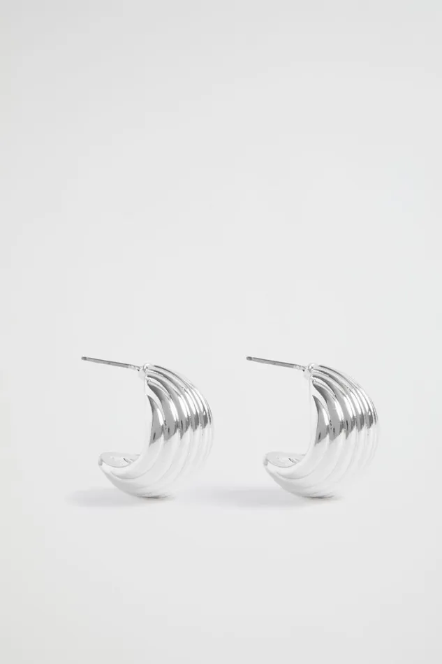 Jewellery Woman Seed Heritage Ribbed Drop Earring Silver