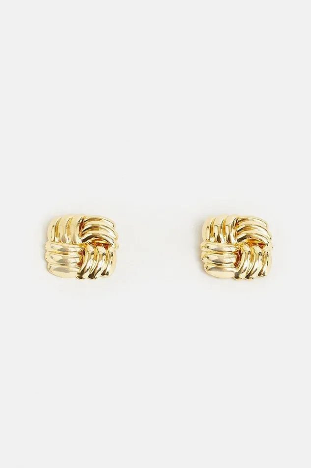 Jewellery Women Karen Millen Gold Plated Quilted Stud Earrings Gold