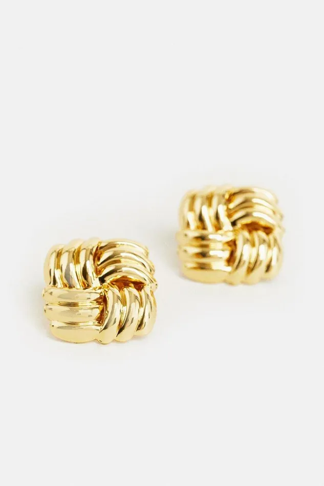 Jewellery Women Karen Millen Gold Plated Quilted Stud Earrings Gold