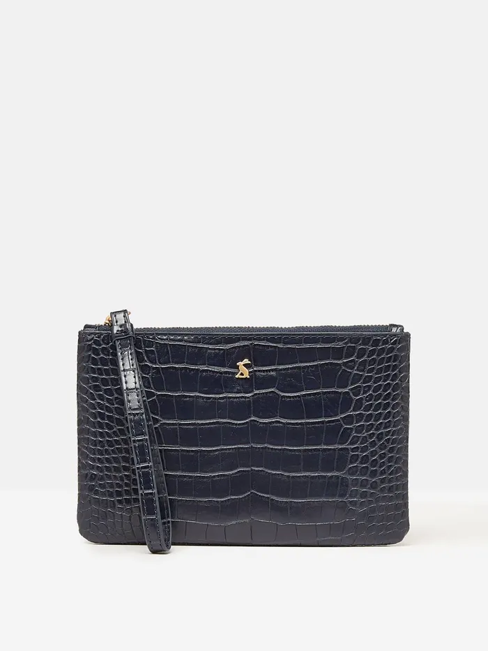 Joules Bags Navy Faux Leather Croc Effect Wrist Purse 8211 Women