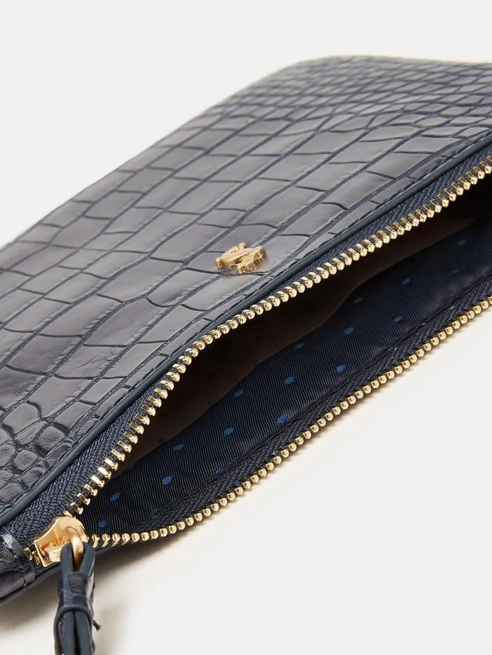 Joules Bags Navy Faux Leather Croc Effect Wrist Purse 8211 Women