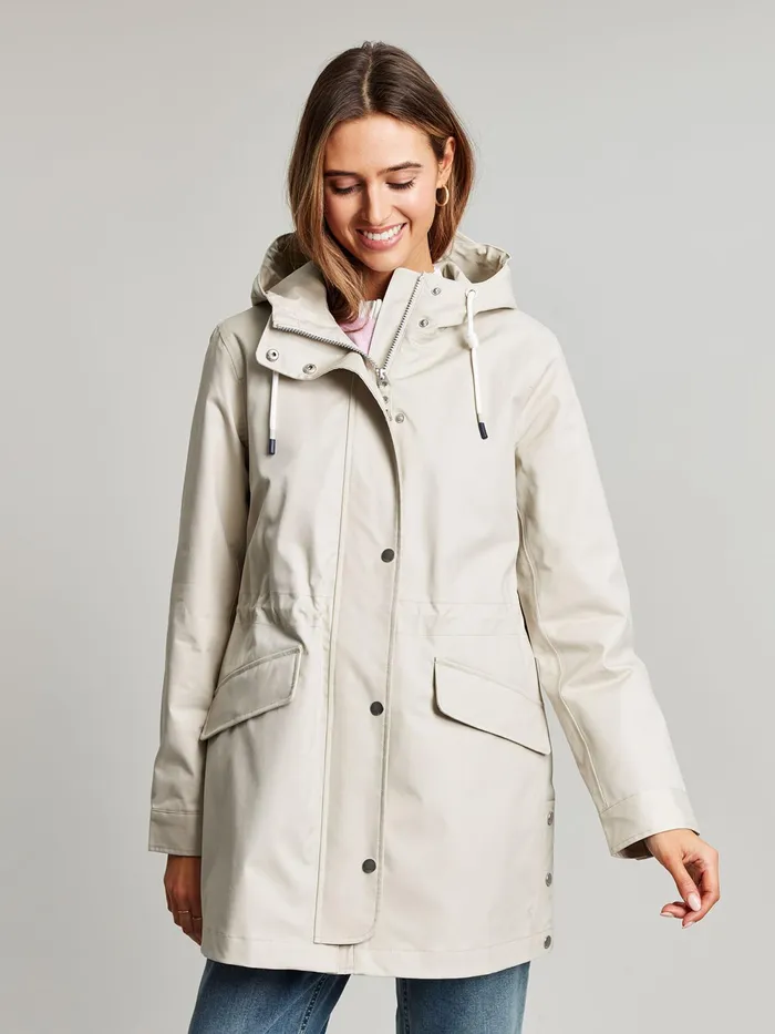 Joules Coats and Jackets Neutral Waterproof Raincoat With Hood 8211 Women