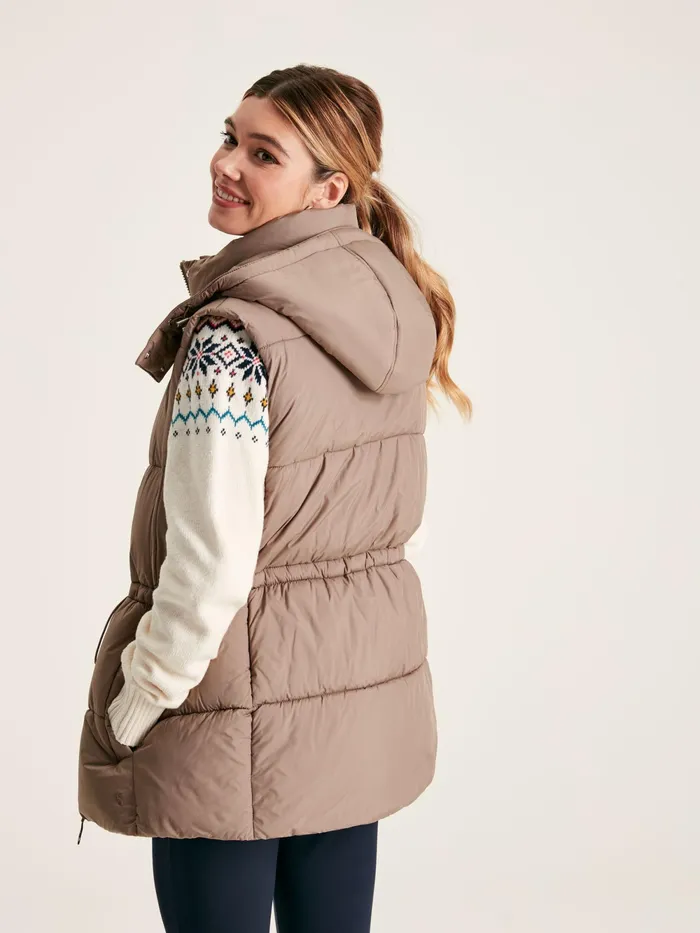 Joules Coats and Jackets Silver Showerproof Padded Gilet With Hood 8211 Women