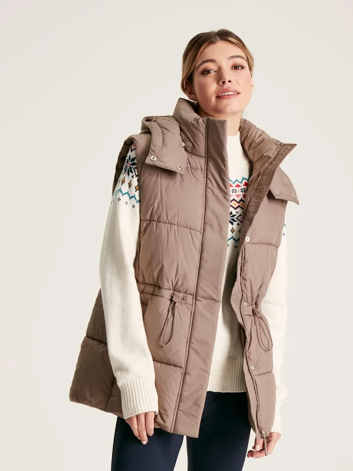 Joules Coats and Jackets Silver Showerproof Padded Gilet With Hood 8211 Women