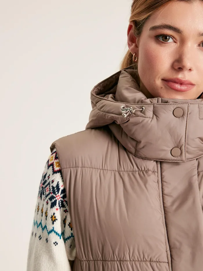 Joules Coats and Jackets Silver Showerproof Padded Gilet With Hood 8211 Women