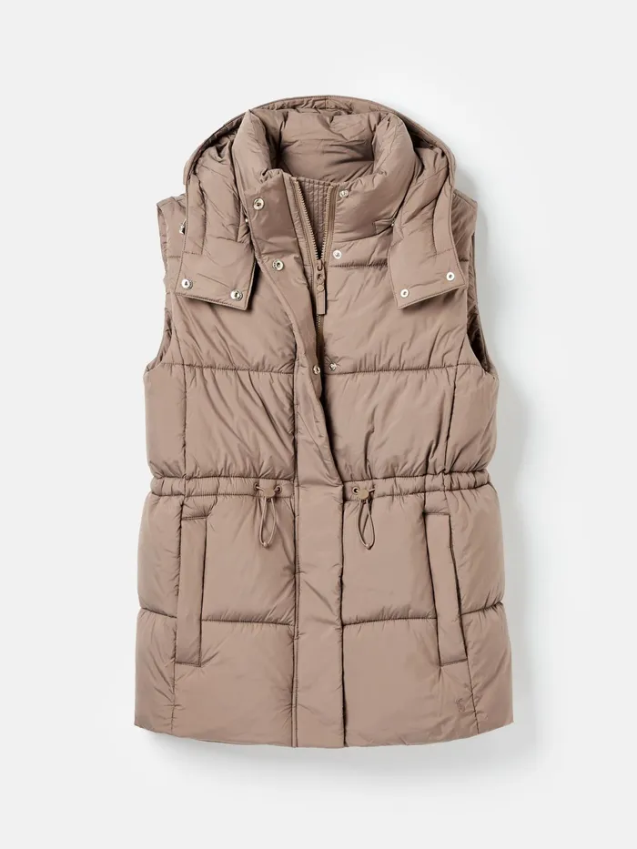 Joules Coats and Jackets Silver Showerproof Padded Gilet With Hood 8211 Women