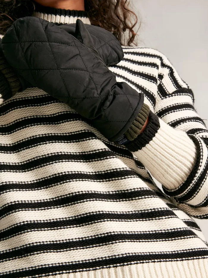 Joules Gloves Black Quilted Mittens 8211 Women