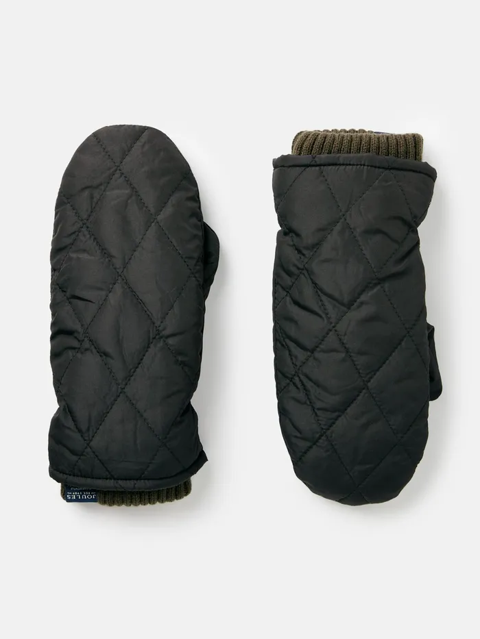 Joules Gloves Black Quilted Mittens 8211 Women