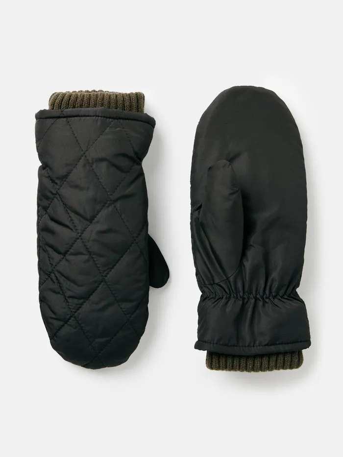 Joules Gloves Black Quilted Mittens 8211 Women