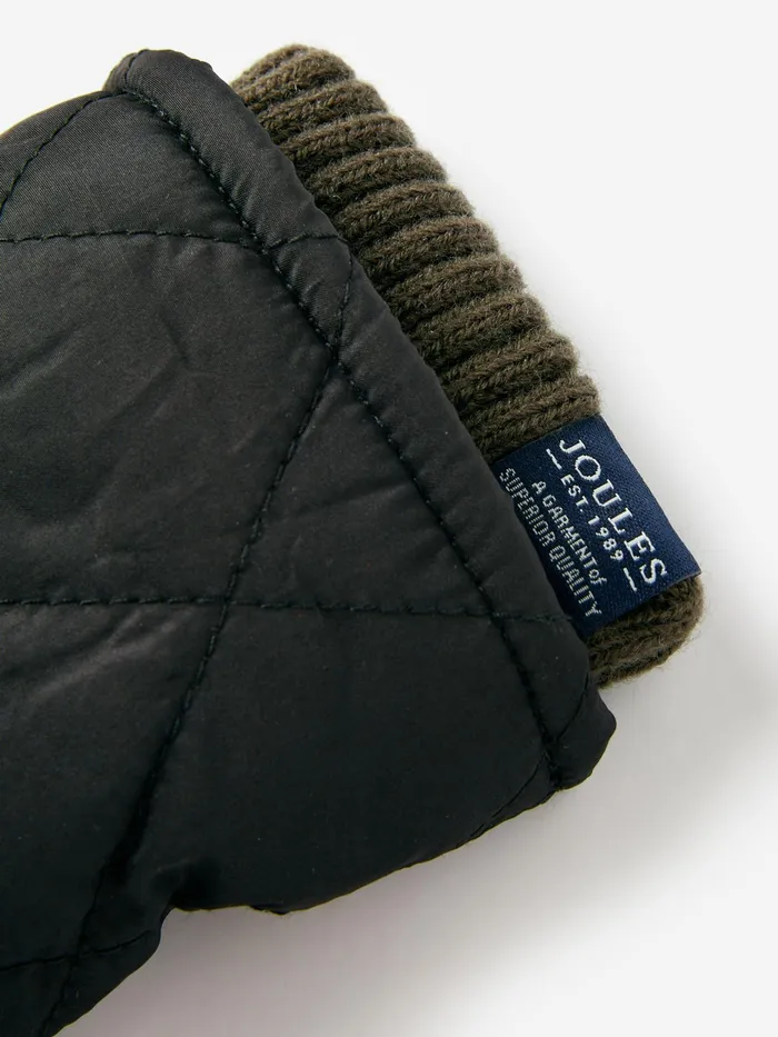 Joules Gloves Black Quilted Mittens 8211 Women