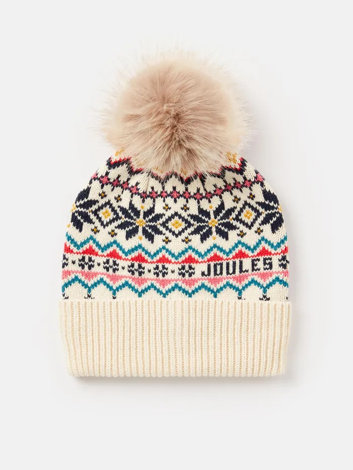 Joules Hats Ivory Fair Isle Knitted Hat 8211 Women