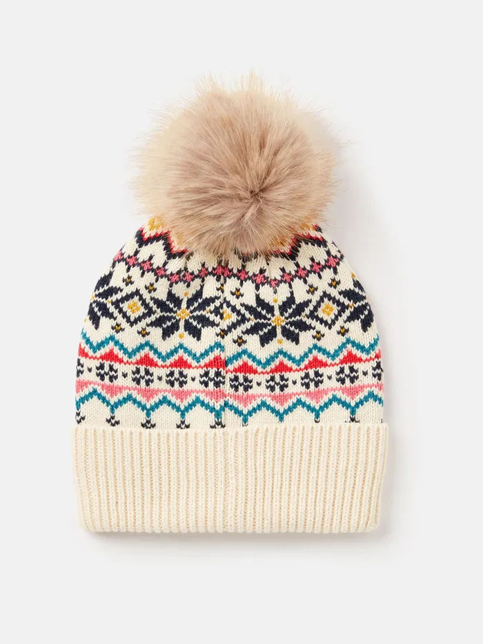 Joules Hats Ivory Fair Isle Knitted Hat 8211 Women