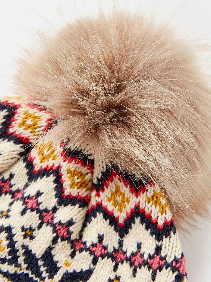Joules Hats Ivory Fair Isle Knitted Hat 8211 Women