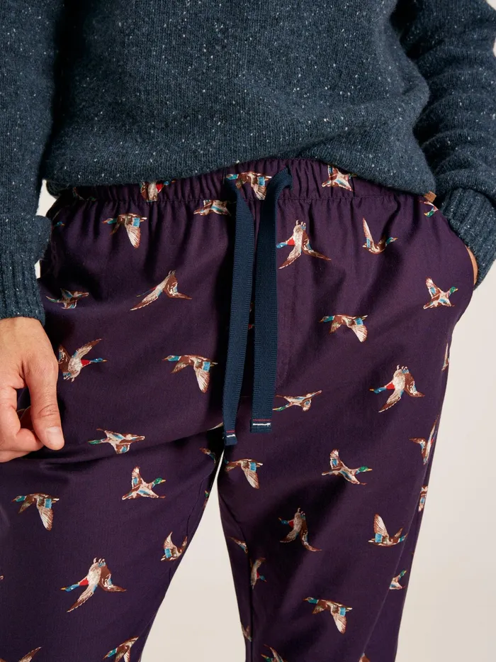 Joules Nightwear Purple Mallards Cotton Pyjama Bottoms With Pockets 8211 Men