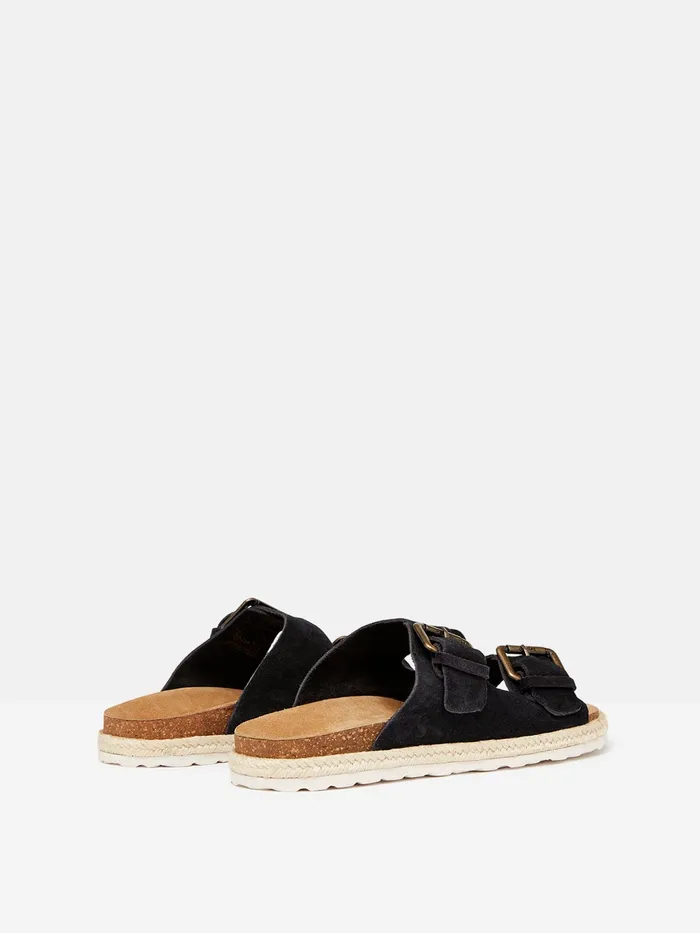 Joules Sandals Navy Blue Suede Espadrille Buckle Sliders 8211 Women